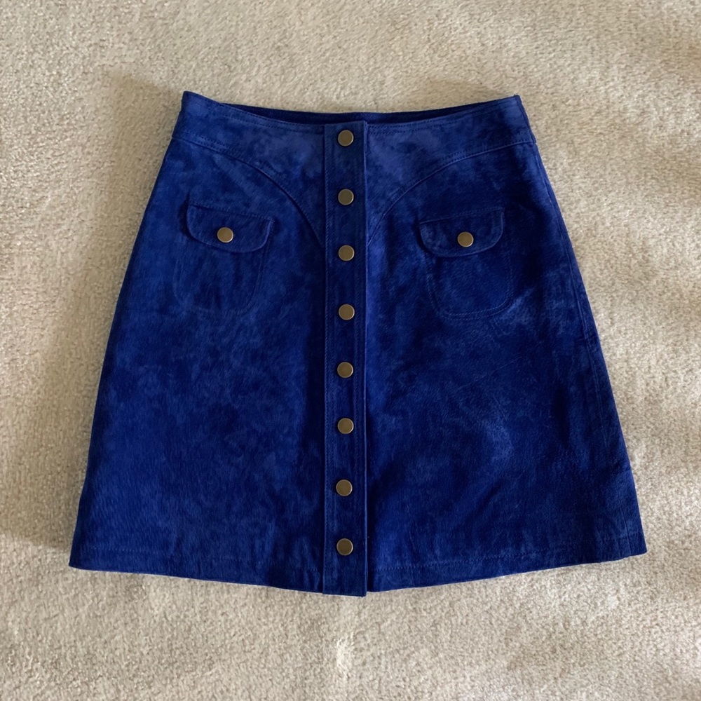 🔴 Anthropologie Suede Button Up Skirt 0